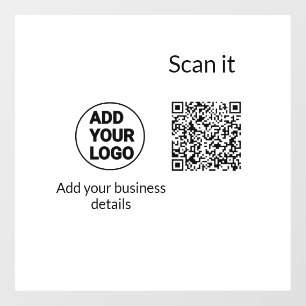 Simple minimal q r code add logo scan code name we window cling