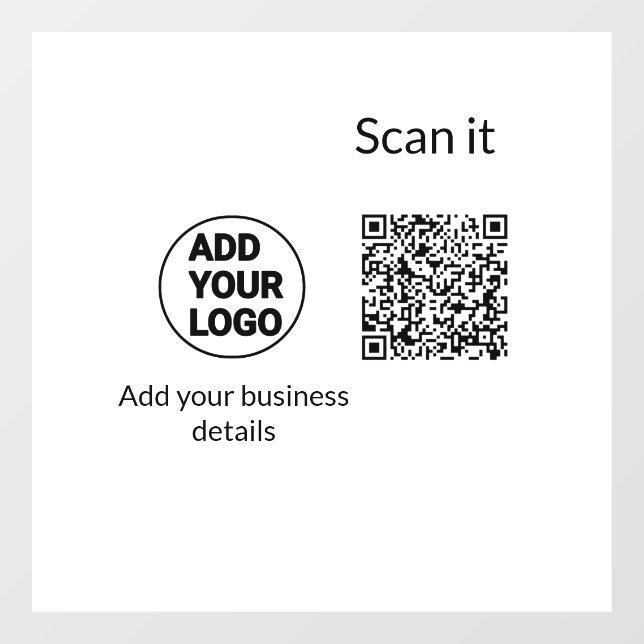 Simple minimal q r code add logo scan code name we window cling (Sheet)