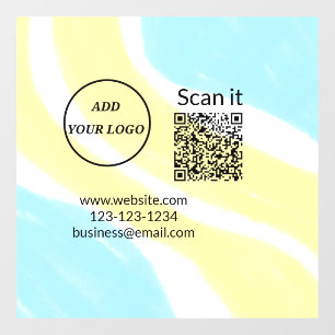 Simple minimal q r code add logo scan code name we window cling