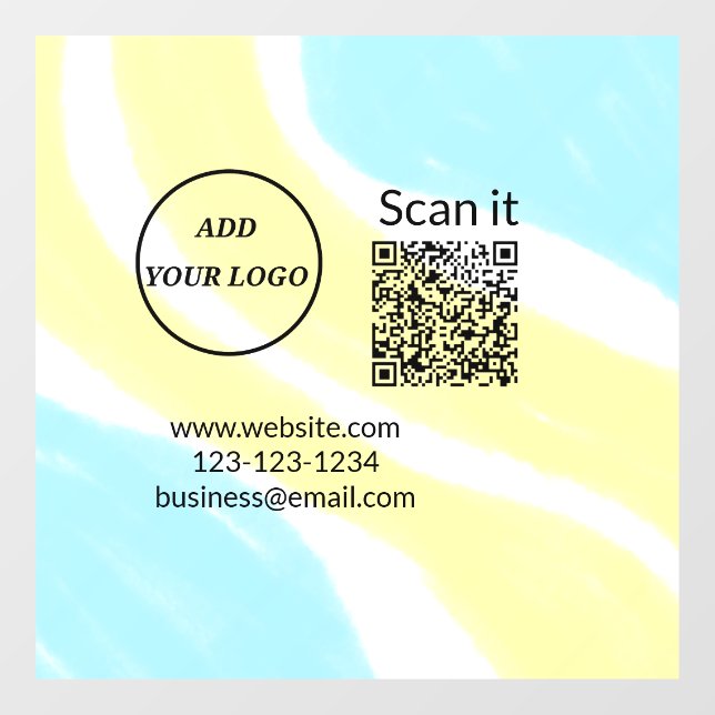 Simple minimal q r code add logo scan code name we window cling (Sheet)