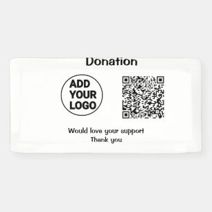 Simple minimal q r code add logo social-media text banner