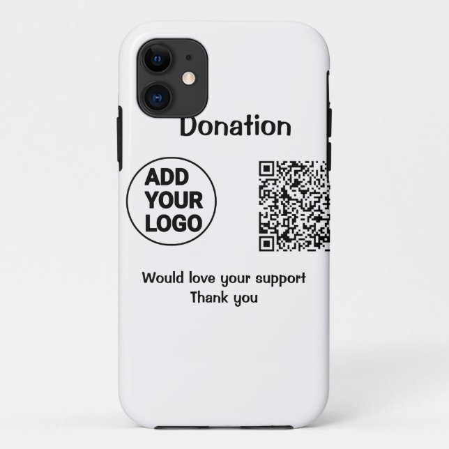 Simple minimal q r code add logo social-media text Case-Mate iPhone case (Back)