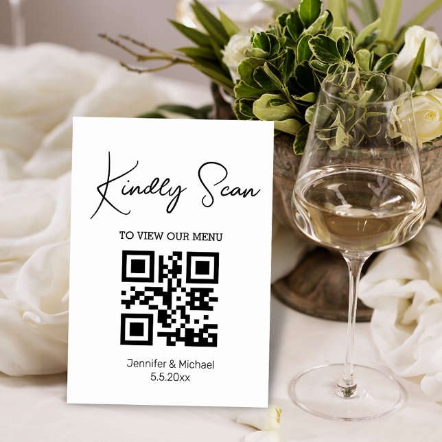 simple minimal  qr code wedding menu table number (Creator Uploaded)
