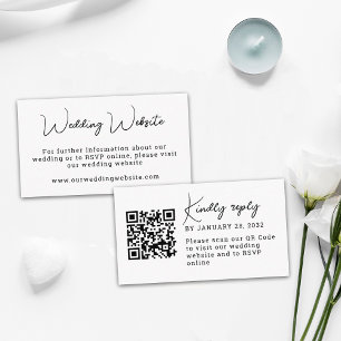 Simple minimal QR Code weding website online RSVP  Enclosure Card