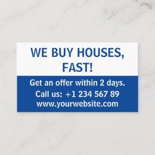 Simple Minimal Real Estate Investor We Buy Houses Business Card