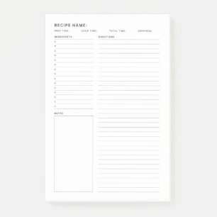Simple Minimal Recipe List Book Post-it Notes