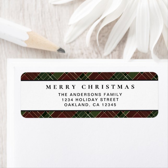 Simple Minimal Red and Green Plaid Merry Christmas (Insitu)