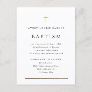 Simple Minimal Religious Baptism Invitation Postcard