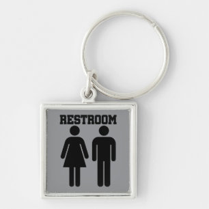 Simple Minimal Restroom Bathroom Toilet WC Keychain