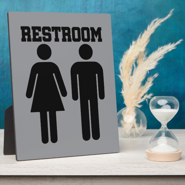 Simple Minimal Restroom Bathroom Toilet WC Plaque (Side)
