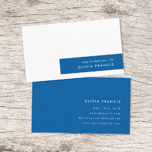 Simple Minimal Royal Blue Modern Colour Block Business Card