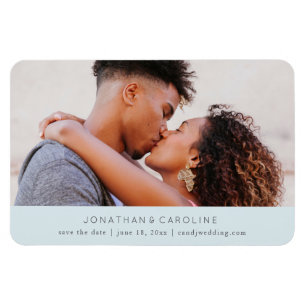 Simple Minimal Save the Date, Large Photo Blue Magnet