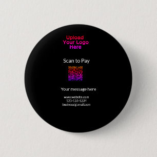 Simple minimal scan to pay Add QR logo website ema 2 Inch Round Button