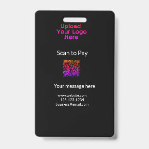 Simple minimal scan to pay Add QR logo website ema Badge