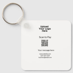 Simple minimal scan to pay Add QR logo website ema Keychain