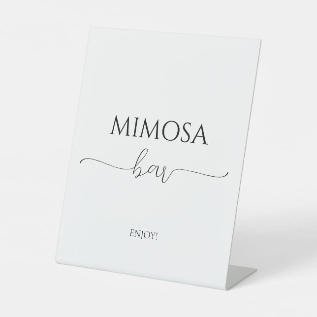 Simple Minimal Script Bridal Shower Mimosa Bar Pedestal Sign (Front)