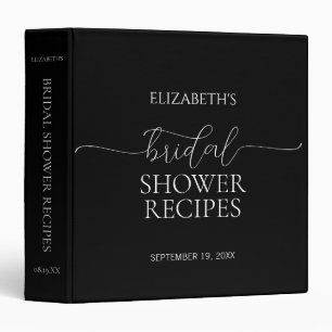 Simple Minimal Script Bridal Shower Recipe Binder