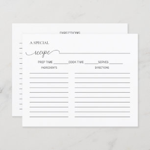 Simple Minimal Script Bridal Shower Recipe Card