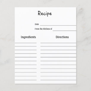 simple minimal script bridal shower recipe card