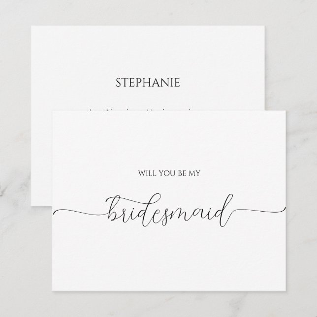 Simple Minimal Script Bridesmaid Proposal Card (Front/Back)