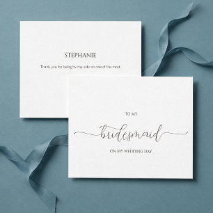 Simple Minimal Script Bridesmaid Thank You Card