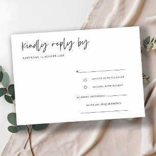 Simple Minimal Script Calligraphy Wedding RSVP Enclosure Card