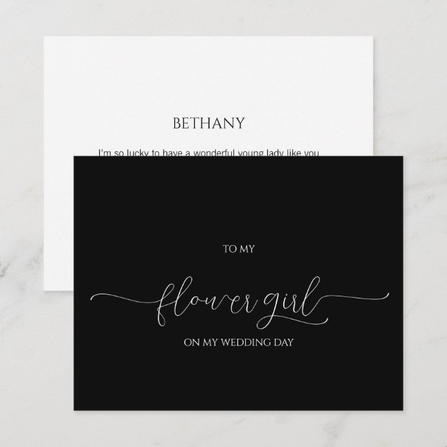 Simple Minimal Script Flower Girl Thank You Card (Front/Back)