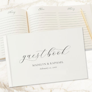 Simple Minimal Script Personalized Wedding Guest Book