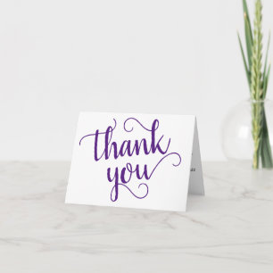 Simple Minimal Script   Royal Purple Heart Photo Thank You Card