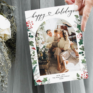 Simple Minimal Single Photo Family Holiday Card