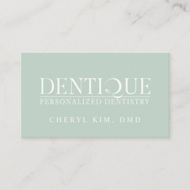 Simple Minimal Soft Mint Green Logo Appointment Business Card (Front)
