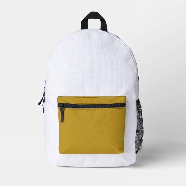 simple minimal solid colour custom mustard golden  printed backpack (Front)
