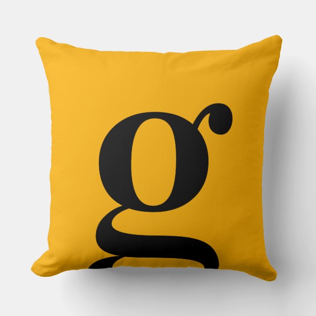 Simple Minimal Sunny Yellow Monogram Letter Throw Pillow (Front)