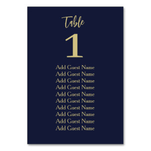 Simple Minimal Table Number Seating Chart