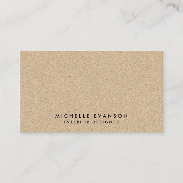 Simple Minimal Tan Kraft Look Rustic Business Card (Front)
