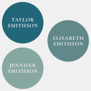 Simple Minimal Teal Blue Personalized Name Sticker