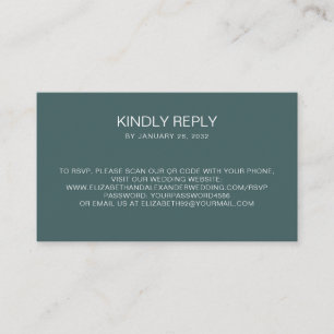 Simple minimal teal QR Code online RSVP Enclosure Card