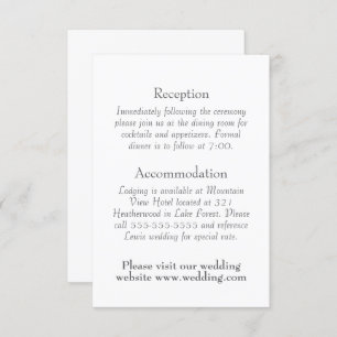 Simple, Minimal, Text-only Wedding Details Enclosure Card