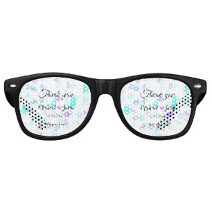 Simple minimal thank you couple name heart glitter retro sunglasses