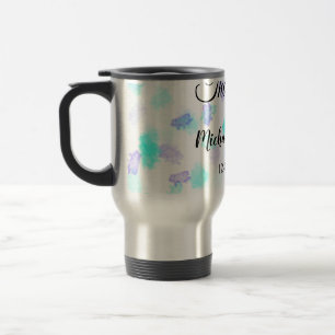 Simple minimal thank you couple name heart glitter travel mug