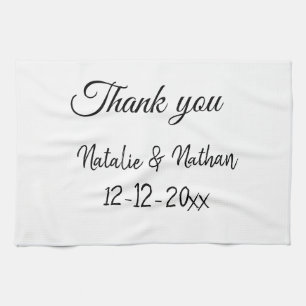 Simple minimal thank you couple name text date cus kitchen towel