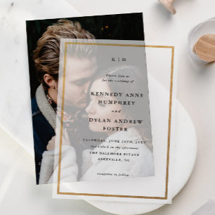 Simple Minimal Typography Monogram Wedding Overlay Vellum Invitations