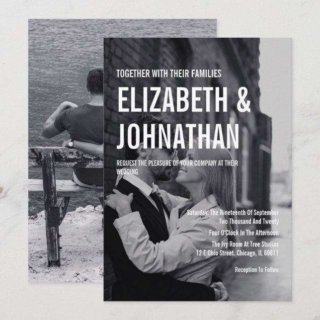 Simple & Minimal Typography Photo Wedding Invitation (Front/Back)