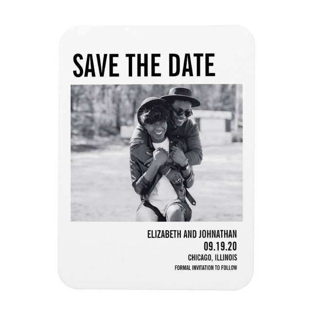 Simple & Minimal Typography Save The Date Card Magnet (Vertical)