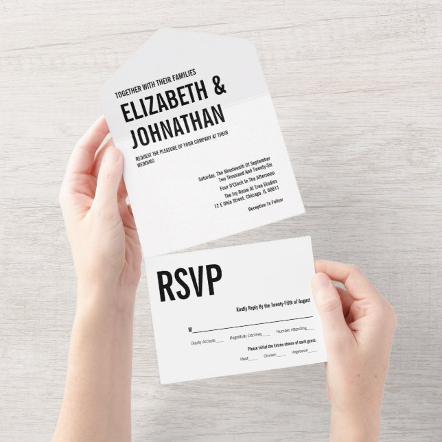 Simple & Minimal Typography Wedding All In One Invitation (Tearaway)
