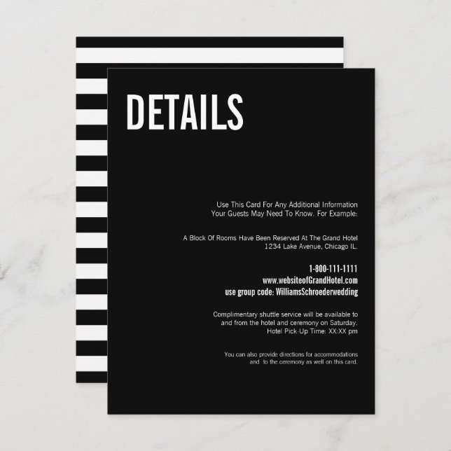 Simple & Minimal Typography Wedding Details Card (Front/Back)