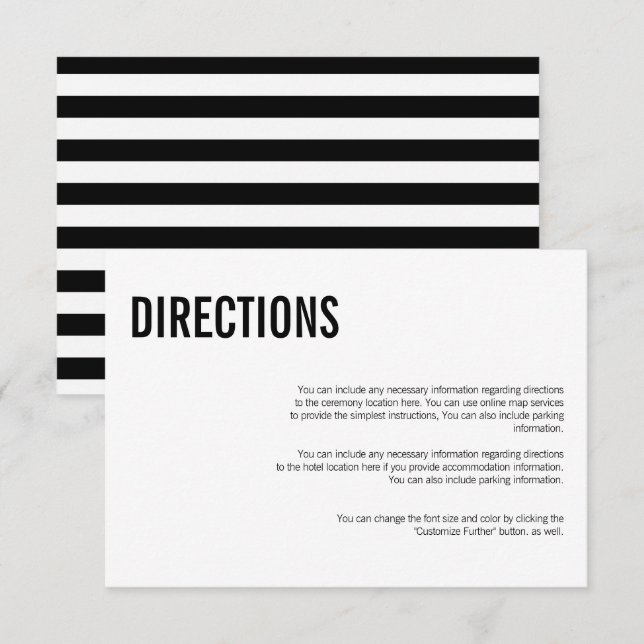 Simple & Minimal Typography Wedding Direction Card (Front/Back)