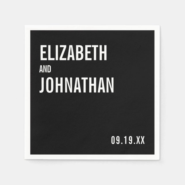 Simple Minimal Typography Wedding Napkins (Front)