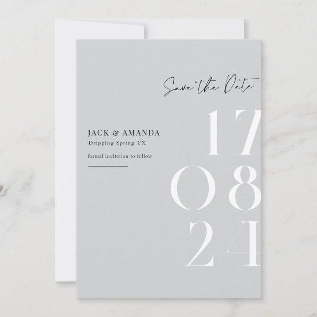 Simple minimal typography Wedding save the date (Front)