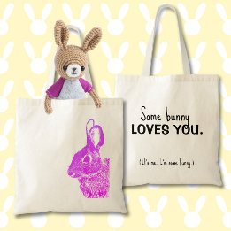 Simple Minimal Vibrant Purple Easter Bunny Tote Bag